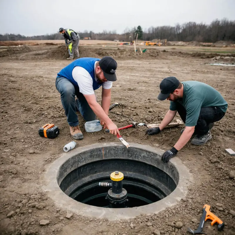 Установка системы откачки сточных вод